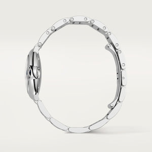 Cartier Ballon Bleu de Cartier women's quartz watch, 33mm case, silver dial, silver stainless steel bracelet – side profile view