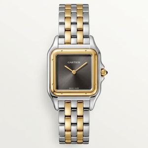 Cartier Panthère de Cartier women's quartz watch, medium model case, black dial, two-tone gold-tone stainless steel bracelet – view 1