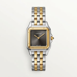 Cartier Panthère de Cartier women's quartz watch, medium model case, black dial, two-tone gold-tone stainless steel bracelet – view 2