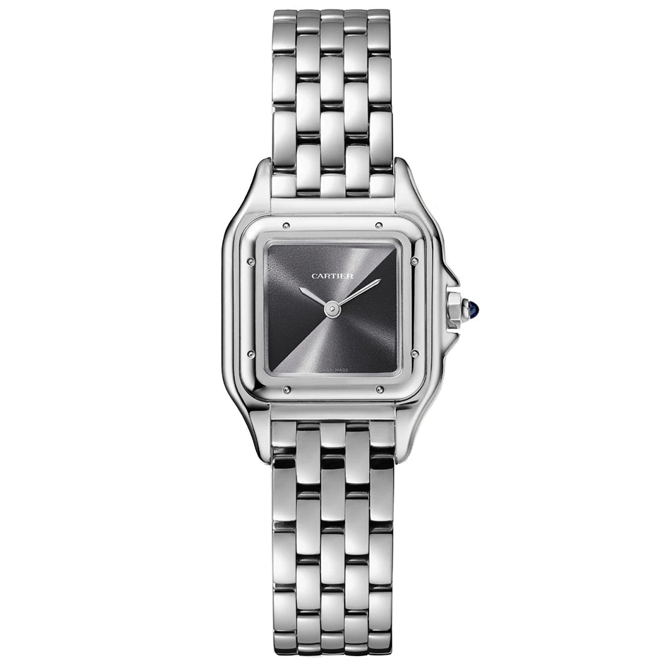Cartier Panthère de Cartier women's quartz watch, grey dial, silver stainless steel bracelet – front view