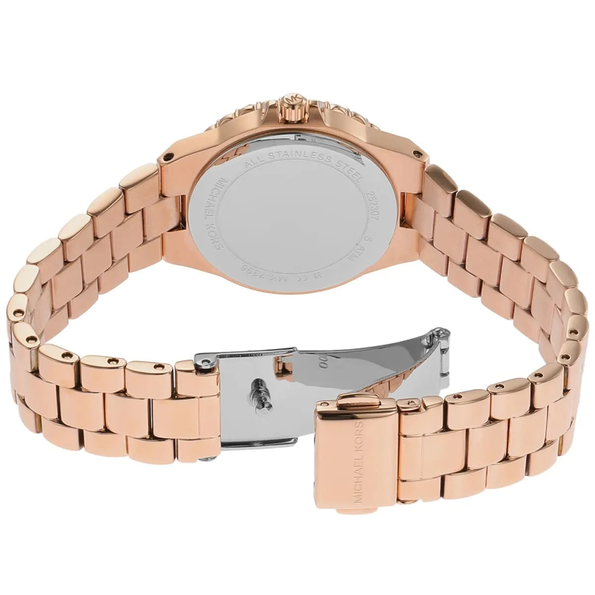 ظهر ساعة Michael Kors Lennox MK7396 الأصلي موضح عليه كود الموديل والباركود