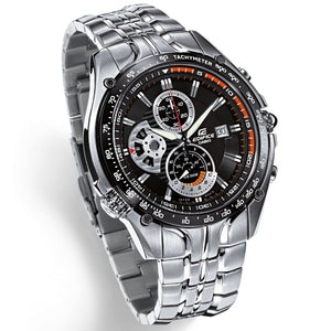 Casio Edifice EF-543D-1AV men's chronograph watch, black dial, silver-tone stainless steel bracelet – detail view 1