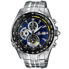 Casio Edifice EF-543D-2AV men's chronograph watch, blue dial, silver-tone stainless steel bracelet – front view