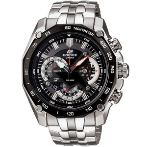 Casio Edifice EF-550D-1AV men's chronograph watch, black dial, silver-tone stainless steel bracelet – front view