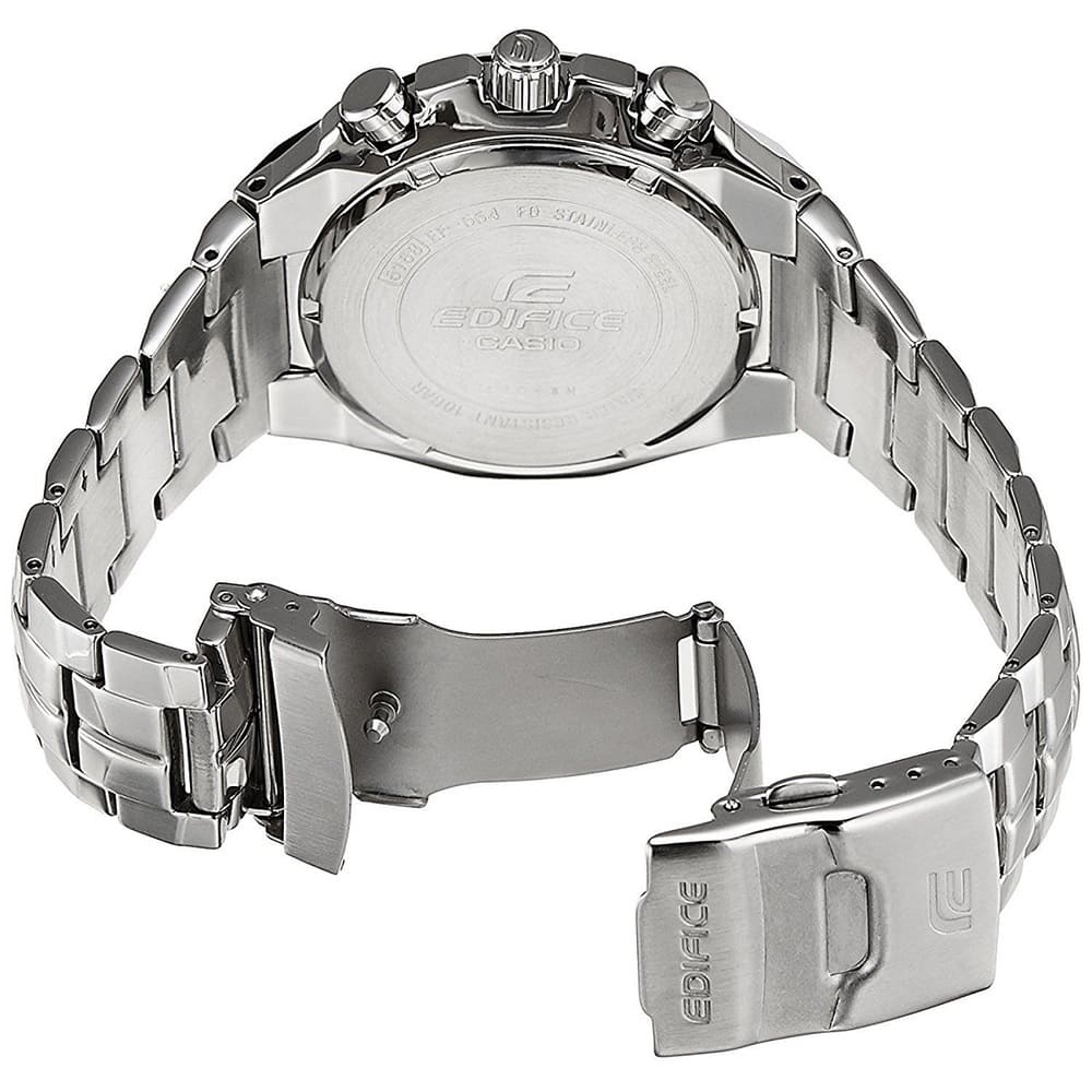 Casio Edifice EF-550D-7AV men's chronograph watch, white dial, silver-tone stainless steel bracelet – detail view 1