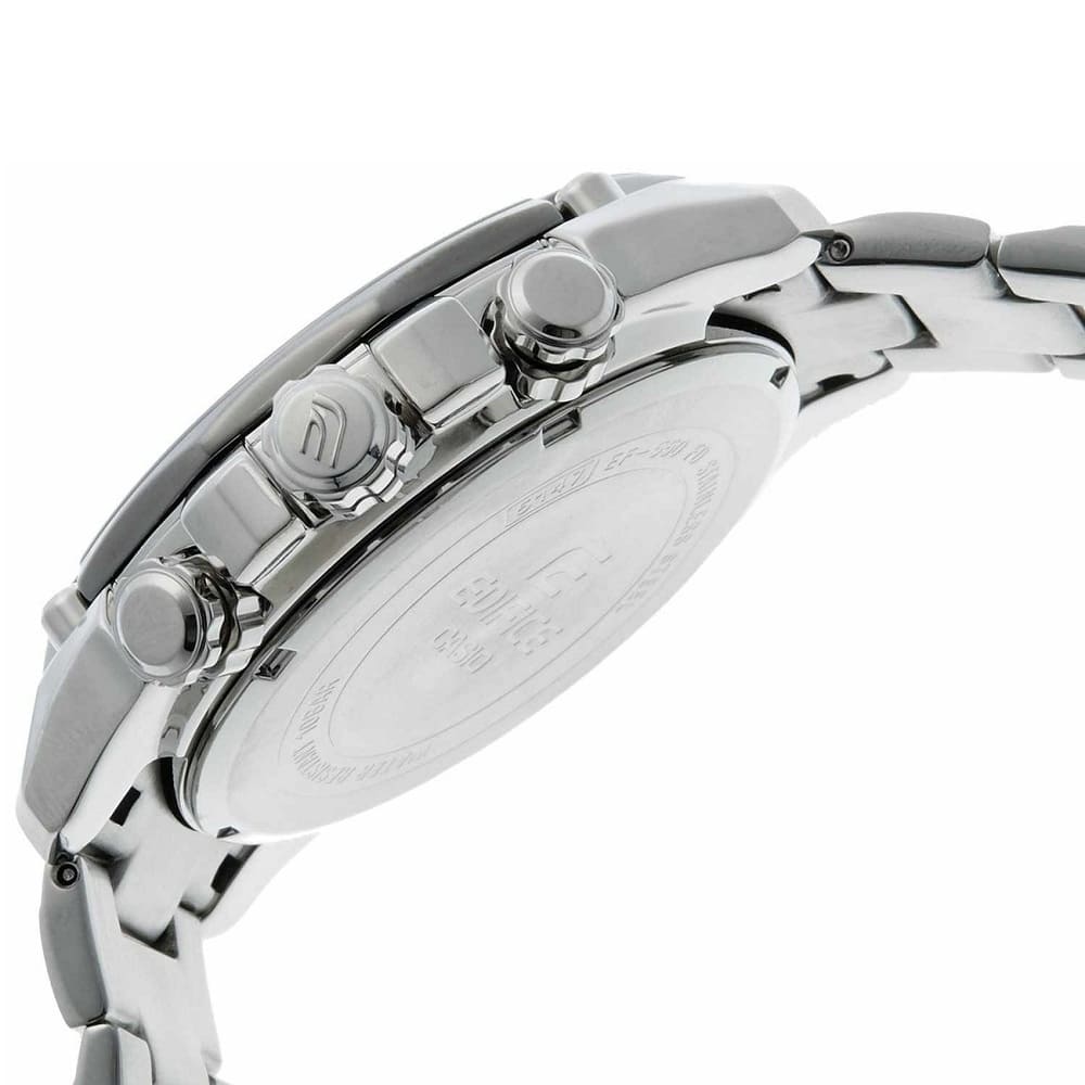 Casio Edifice EF-550D-7AV men's chronograph watch, white dial, silver-tone stainless steel bracelet – detail view 5