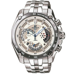 Casio Edifice EF-550D-7AV men's chronograph watch, white dial, silver-tone stainless steel bracelet – front view