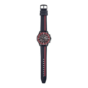 Casio Edifice EFR-303CL-1AV men's chronograph watch, black dial, genuine black leather strap – detail view 1