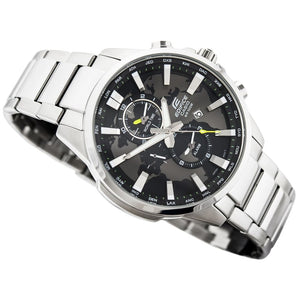 Casio Edifice EFR-303D-1AV men's world time watch, black dial, silver-tone stainless steel bracelet – detail view 1