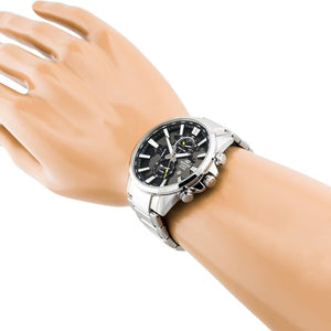 Casio Edifice EFR-303D-1AV men's world time watch, black dial, silver-tone stainless steel bracelet – detail view 2