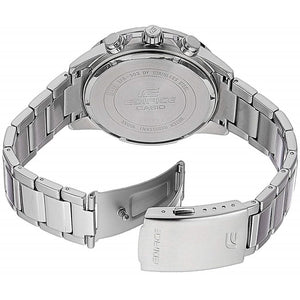 Casio Edifice EFR-303D-1AV men's world time watch, black dial, silver-tone stainless steel bracelet – detail view 4