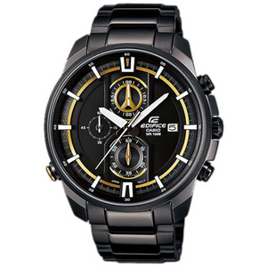 Casio Edifice EFR-533BK-1A9V men's chronograph watch, black dial, black ion-plated stainless steel bracelet – front view