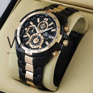 Casio Edifice EFR-539BKG-1AV men's chronograph watch, black dial, black ion-plated stainless steel bracelet – detail view 4