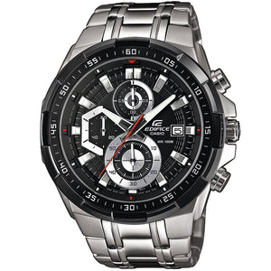 Casio Edifice EFR-539D-1AV men's chronograph watch, black dial, silver-tone stainless steel bracelet – detail view 1