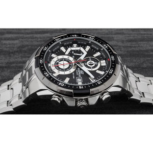 Casio Edifice EFR-539D-1AV men's chronograph watch, black dial, silver-tone stainless steel bracelet – detail view 4