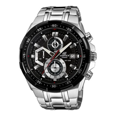 Casio Edifice EFR-539D-1AV men's chronograph watch, black dial, silver-tone stainless steel bracelet – official front view