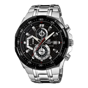 Casio Edifice EFR-539D-1AV men's chronograph watch, black dial, silver-tone stainless steel bracelet – official front view