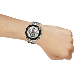 Casio Edifice EFR-539D-7AV men's chronograph watch, white dial, silver-tone stainless steel bracelet – detail view 3