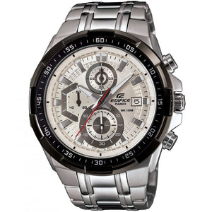 Casio Edifice EFR-539D-7AV men's chronograph watch, white dial, silver-tone stainless steel bracelet – front view