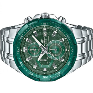 Casio Edifice EFR-539DE-3A men's chronograph watch, green dial, silver-tone stainless steel bracelet – detail view 2
