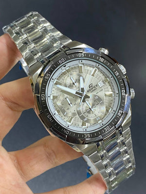 Casio Edifice EFR-539DE-8A men's chronograph watch, grey dial, silver-tone stainless steel bracelet – detail view 2