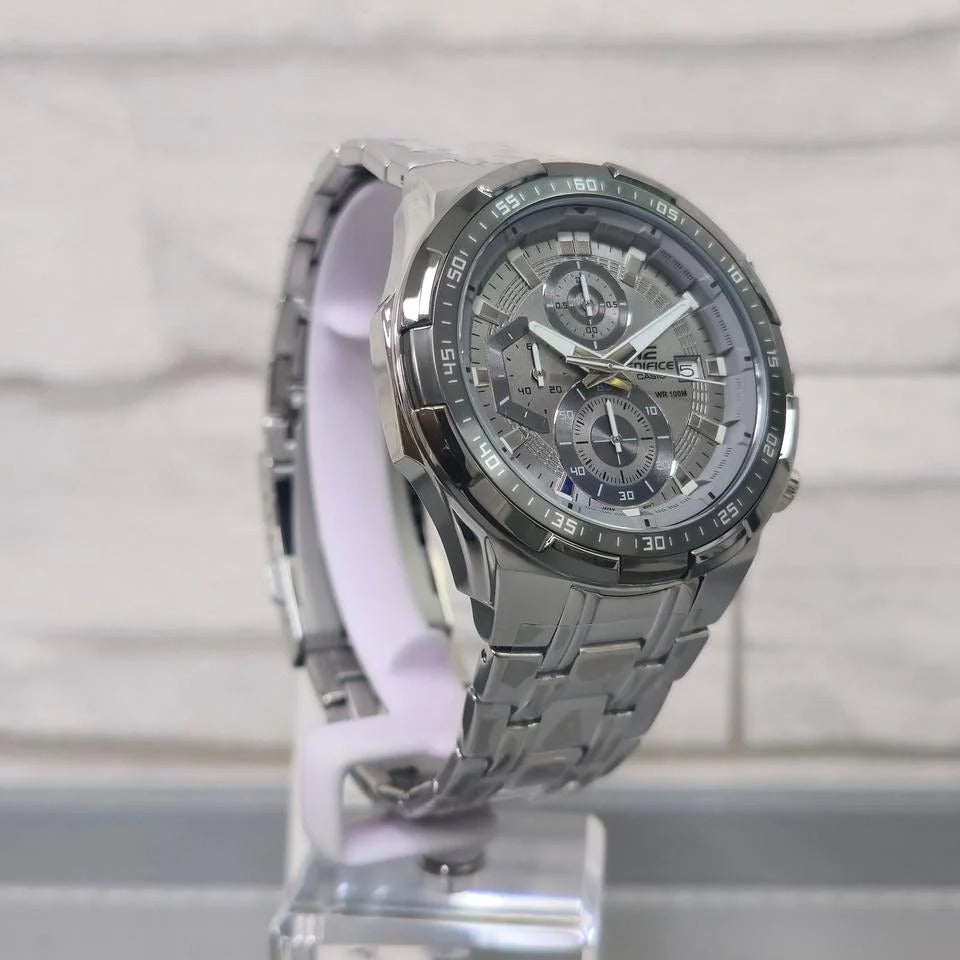 Casio Edifice EFR-539DE-8A men's chronograph watch, grey dial, silver-tone stainless steel bracelet – detail view 5