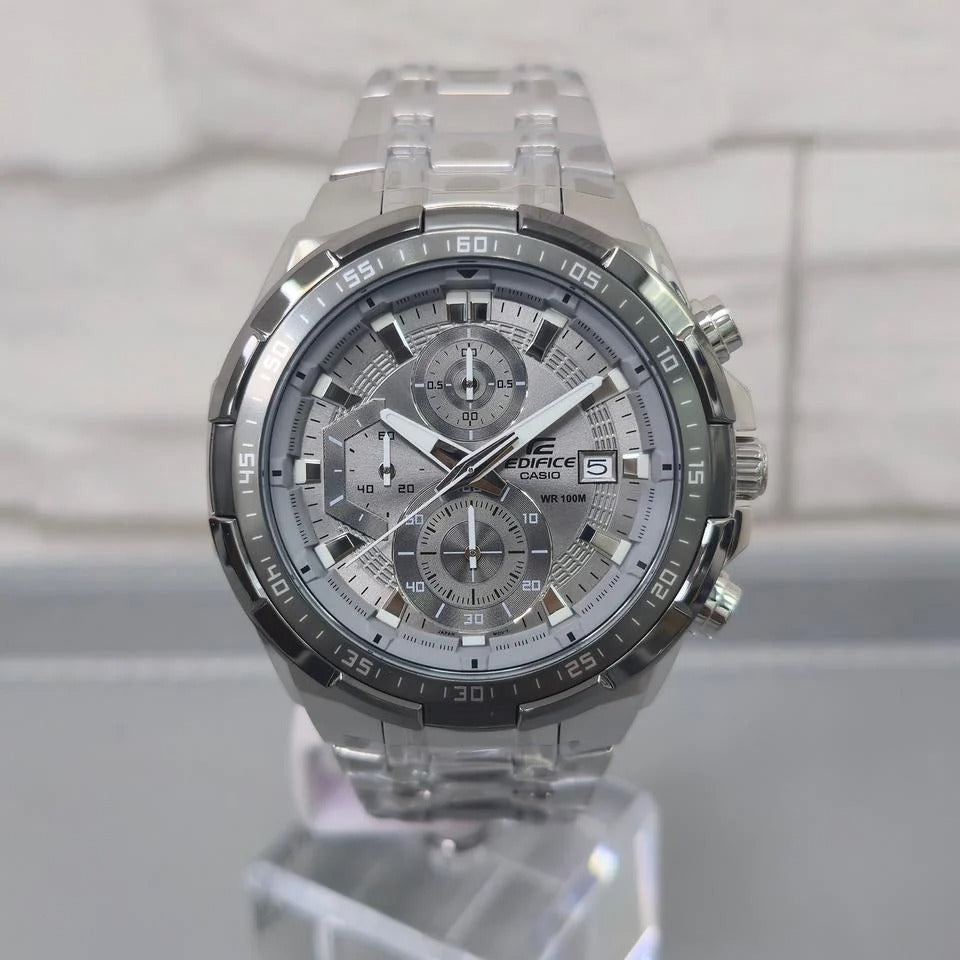 Casio Edifice EFR-539DE-8A men's chronograph watch, grey dial, silver-tone stainless steel bracelet – detail view 6