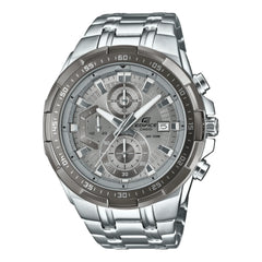 Casio Edifice EFR-539DE-8A men's chronograph watch, grey dial, silver-tone stainless steel bracelet – front view