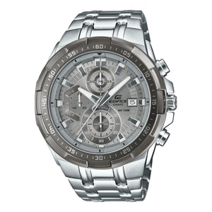 Casio Edifice EFR-539DE-8A men's chronograph watch, grey dial, silver-tone stainless steel bracelet – front view