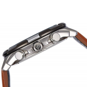 Casio Edifice EFR-539L-1BV men's chronograph watch, black dial, genuine brown leather strap – detail view 1