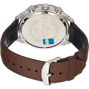 Casio Edifice EFR-539L-7BV men's chronograph watch, white dial, genuine brown leather strap – detail view 1
