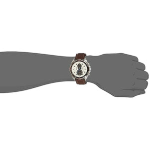 Casio Edifice EFR-539L-7BV men's chronograph watch, white dial, genuine brown leather strap – detail view 3