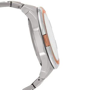 Casio Edifice EFR-539SG-7A5V men's chronograph watch, white dial, two-tone silver and rose gold-tone stainless steel bracelet – detail view 3