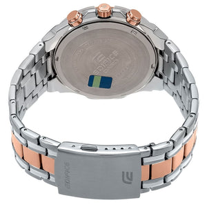 Casio Edifice EFR-539SG-7A5V men's chronograph watch, white dial, two-tone silver and rose gold-tone stainless steel bracelet – detail view 5