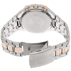 Casio Edifice EFR-539SG-7A5V men's chronograph watch, white dial, two-tone silver and rose gold-tone stainless steel bracelet – detail view 6