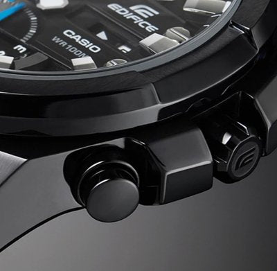 Casio Edifice EFR-540BK-1AV men's chronograph watch, black dial, black ion-plated stainless steel bracelet – detail view 2