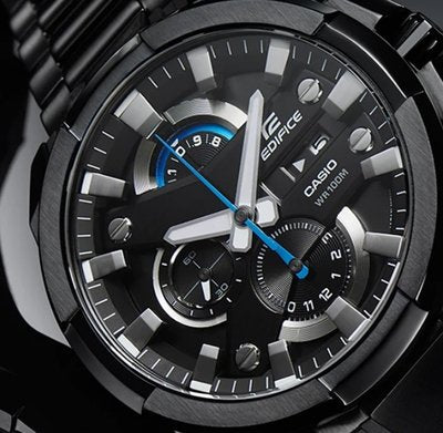 Casio Edifice EFR-540BK-1AV men's chronograph watch, black dial, black ion-plated stainless steel bracelet – detail view 3