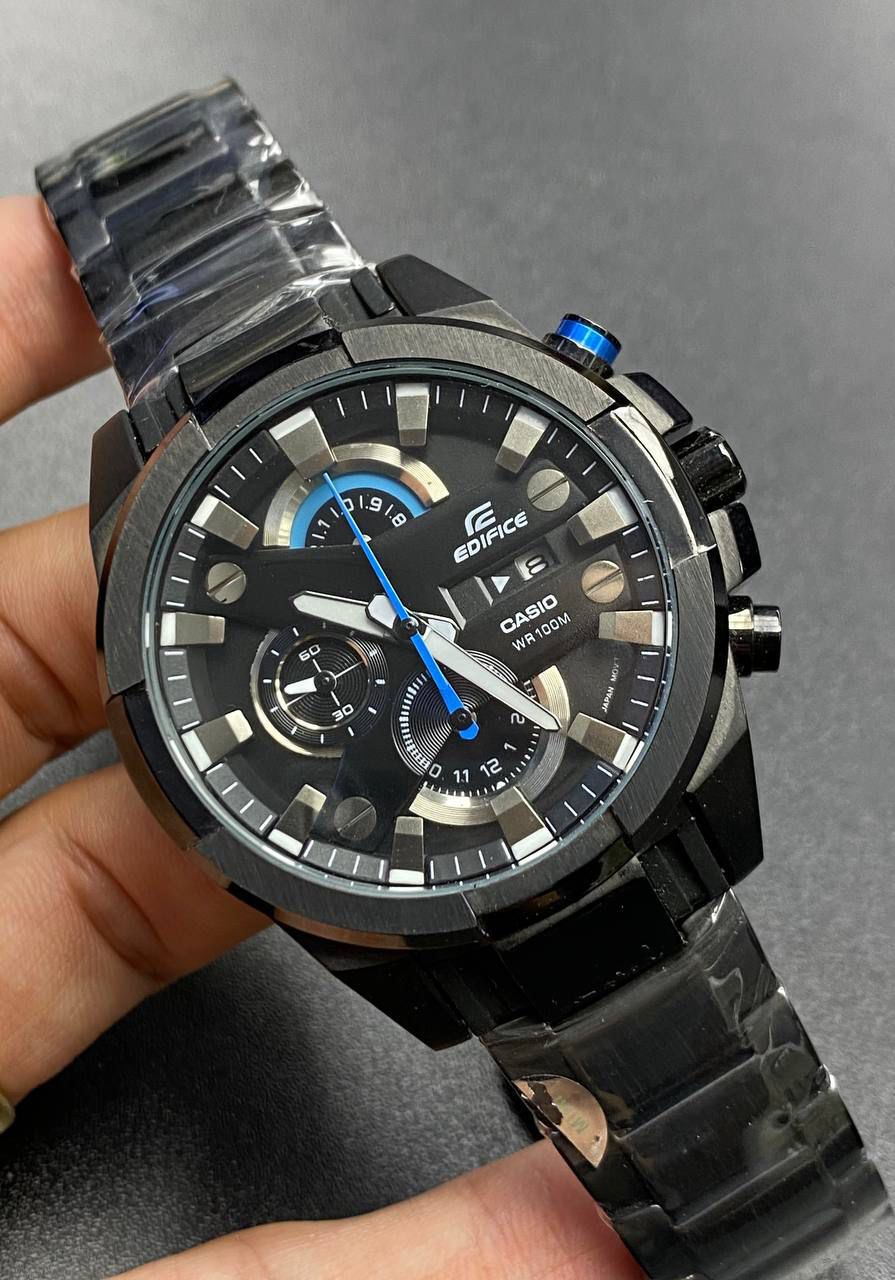 Casio Edifice EFR-540BK-1AV men's chronograph watch, black dial, black ion-plated stainless steel bracelet – detail view 5