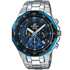 Casio Edifice EFR-554D-1A2V men's chronograph watch, black dial, silver-tone stainless steel bracelet – front view