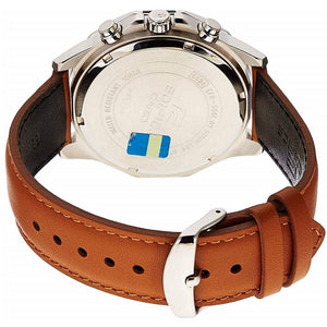 Casio Edifice EFR-554L-2AV men's chronograph watch, blue dial, genuine brown leather strap – detail view 1