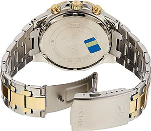 Casio Edifice EFR-554SG-2AV men's chronograph watch, blue dial, two-tone silver and gold-tone stainless steel bracelet – detail view 2