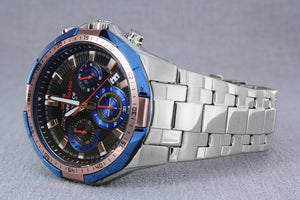 Casio Edifice EFR-554TR-2A men's chronograph watch, black dial, silver-tone stainless steel bracelet – detail view 1