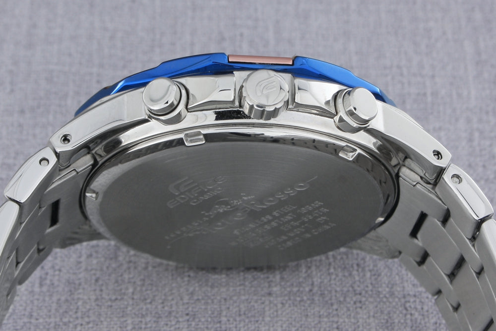 Casio Edifice EFR-554TR-2A men's chronograph watch, black dial, silver-tone stainless steel bracelet – detail view 2