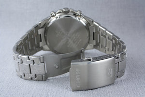 Casio Edifice EFR-554TR-2A men's chronograph watch, black dial, silver-tone stainless steel bracelet – detail view 3