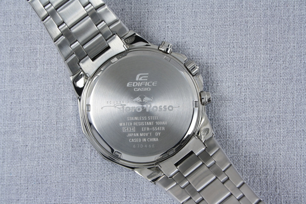 Casio Edifice EFR-554TR-2A men's chronograph watch, black dial, silver-tone stainless steel bracelet – detail view 4