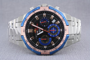 Casio Edifice EFR-554TR-2A men's chronograph watch, black dial, silver-tone stainless steel bracelet – detail view 6