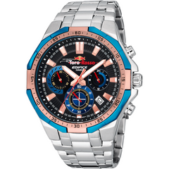 Casio Edifice EFR-554TR-2A men's chronograph watch, black dial, silver-tone stainless steel bracelet – front view