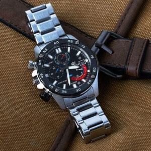 Casio Edifice EFR-558DB-1AV men's chronograph watch, black dial, silver-tone stainless steel bracelet – detail view 2