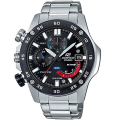 Casio Edifice EFR-558DB-1AV men's chronograph watch, black dial, silver-tone stainless steel bracelet – front view