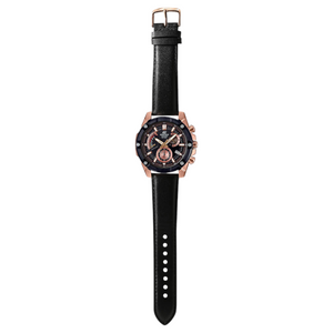 Casio Edifice EFR-559BGL-1AV men's chronograph watch, black dial, genuine black leather strap – detail view 4
